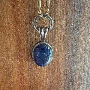 Blue and Silver Scarab Necklace